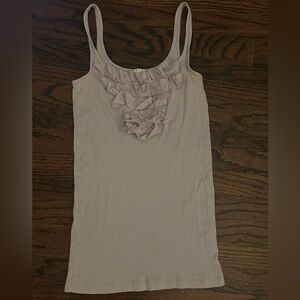 light purple J. Crew ruffle tank top